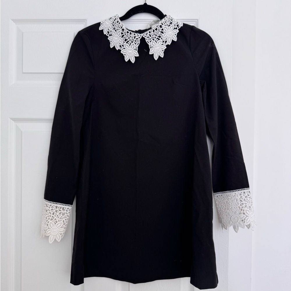 H&M Black Dress with White Lace Collar and Cuffs